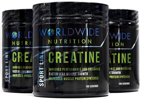 Worldwide Nutrition Pure Creatine Monohydrate Powder Supplement, Unflavored, 100 Servings, 500g