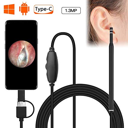 Mowriture Digital USB Otoscope, Ear Scope Otology Inspection Camera Earwax Cleansing Tool with 6 LED Lights for Micro USB & USB-C Android Devices, Windows & MAC PC Computer