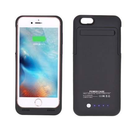 iPhone 6 Plus 6S External Power Case Muze® Slim Battery Back Up External Battery Case Portable Charging Case Charger 4200mah Extender Battery Case Power Pack with Pop-our Video Viewing Stand Retail Packing (for iPhone 6 Plus 6S 5.5 inch/Black/1pcs)