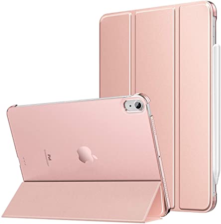 MoKo Case Fit New iPad Air 4th Generation 2020- iPad 10.9 Case Slim Lightweight Smart Shell Stand Cover with Translucent Frosted Back Protector for iPad 10.9 inch, Auto Wake/Sleep, Rose Gold