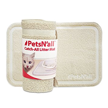 PetsN'all Catch All Cat Litter Mat|Litter Trapper Mat Extra Large (35.5 x 24"/90 x 60 cm) Kitty Scatter Mat Soft to Paws Easy to Clean (Beige)