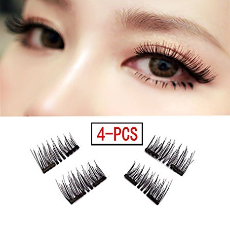 3D Magnetic Eyelashes by TrimDish, Reusable False Eyelashes for Natural Look (4 - Pieces), No Glue Required Fake Mink Lashes