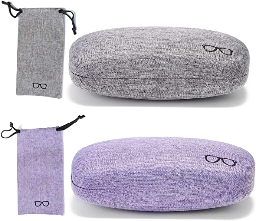 Sunglasses Case(2 Pack) Portable Travel Zipper Eyeglasses Frame glasses Case Hook For Mens and womens