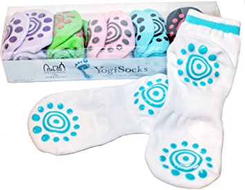 YogiSocks Pack of 6 Non Slip Non Skid Yoga Pilates Barre Bikram Socks with Grip for Women