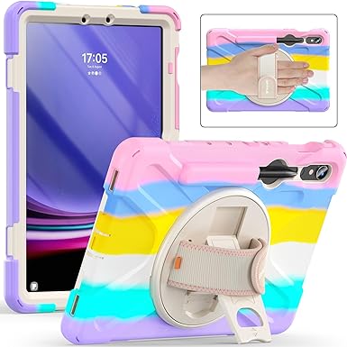 BATYUE Case for Samsung Galaxy Tab S9 FE 10.9" inch 2023, Tab S9/S8/S7 11" inch (2023/2022/2020), With Rotating Stand & Hand Strap, SM-X510 /X516B /X710 /X716 /X718 /X700 /X706 /T870 /T875 /T878, Pink