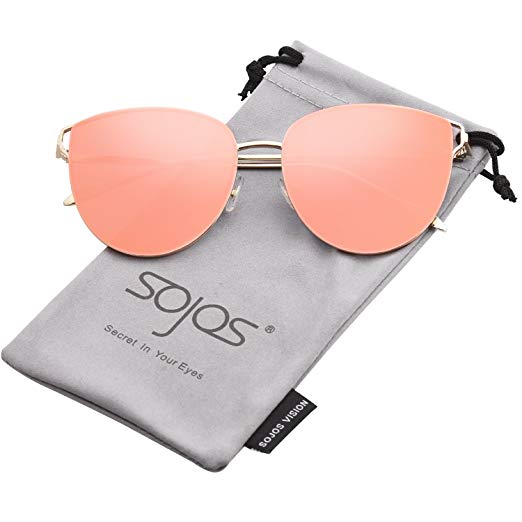 SOJOS Mirrored Flat Lens Fashion Sunglasses for Women SJ1085