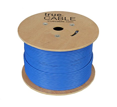 Cat6 Shielded Riser (CMR), 1000ft, Blue, Solid Bare Copper Bulk Ethernet Cable, 550MHz, ETL Listed, 23AWG, Overall Foil Shield (FTP), trueCABLE