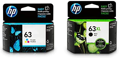 HP 63 | Ink Cartridge | Tri-Color | F6U61AN & 63XL | Ink Cartridge | Black | F6U64AN