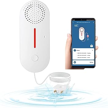 DAYTECH Water Leak Sensor Alarm WiFi Smart Water Leak Water Level 2 in 1 Detector, Adjustable Alert 100dB Tuya APP Free Remote Monitoring of Leakage(only Supports 2.4GHz Wi-Fi), 1PC