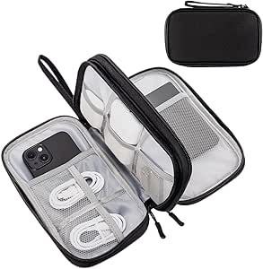 ProCase Electronics Organizer Travel Case, Portable Tech Cable Organizer Bag, Charger Organizer Case Pouch for Travel Accessories, Electronics, Power Bank, Wire -Black