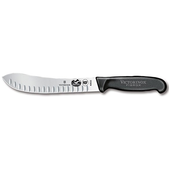 Victorinox Cutlery 8-Inch Granton Edge Butcher Knife, Black Fibrox Handle