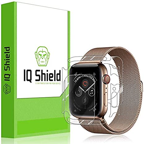 IQ Shield Full Body Skin Compatible with Apple Watch Series 5 (44mm)(3-Pack)(Apple Watch Series 6) LiQuidSkin Clear (Full Coverage) Screen Protector HD and Anti-Bubble Film