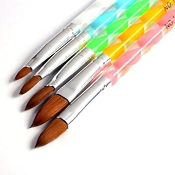 350buy 5pcs Acrylic Nail Art UV Gel Carving Pen Brush Liquid Powder DIY No. 4/6/8/10/12 (B)