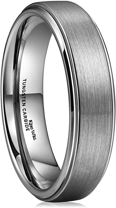 King Will Basic 6mm Tungsten Carbide Wedding Ring Brushed Center Polished Engagement Bands