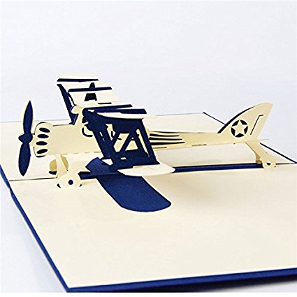 HUNGER Handmade 3D Pop Up Glider Birthday Cards Creative Greeting Cards Papercraft (Q513203)