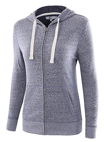 Vetemin Women Basic Soft Zip Up Terry Long Sleeve Pocket Hoodies Sweater Jacket