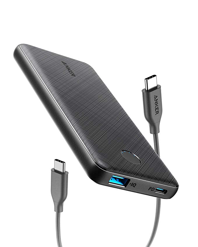 Anker PowerCore Slim 10000 PD, 10000mAh Portable Charger USB-C Power Delivery (18W) Power Bank for iPhone 8/8 /X/XS/XR/XS Max, Samsung Galaxy S10, Pixel 3/3XL, iPad Pro 2018, and More