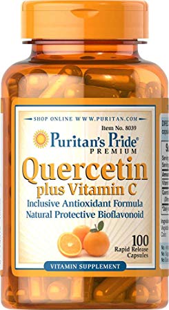 Puritan's Pride Quercetin Plus Vitamin C 250 mg/700 mg-100 Capsules