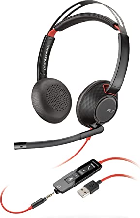 Plantronics Blackwire C5220 Binaural Headset with USB-A & 3.5 mm Jack, Black