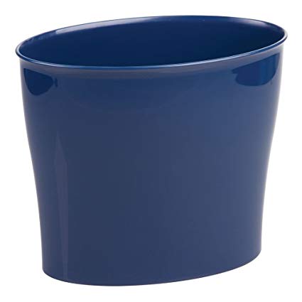 InterDesign Nuvo Plastic Waste Basket, Trash Can for Bathroom, Kitchen, Office, Bedroom 11.5" x 6.78" x 10" Navy Blue