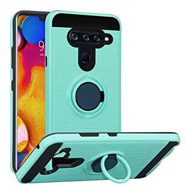 Wtiaw for:LG V40 Case,LG V40 ThinQ Case,LG V40 2018 Case with HD Screen Protector,360 Degree Rotating Ring Kickstand [TPU PC Material] Hybrid Dual Layer Defender Case for LG V40-CH Mint
