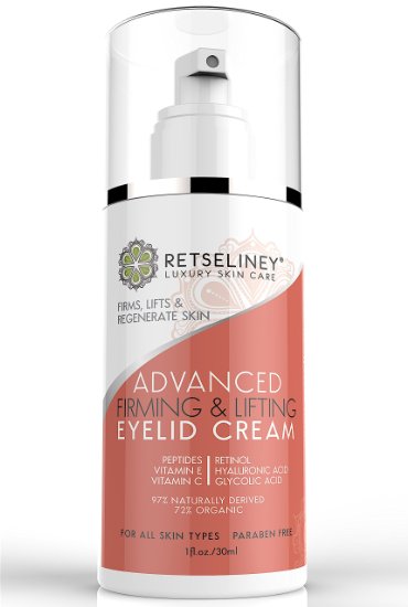 Retseliney Firming & Lifting Eyelid Cream, Firm and Tone Sagging and Drooping Skin on the Upper Eyelids, Anti-Wrinkle Moisturizer with Retinol, Peptides & Vitamin C, Anti-Aging Eye Cream for Daily Use