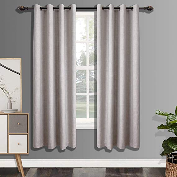 CSOFT 100% Blackout Curtains with 4 Pass Coating, Energy Efficient Thermal Insulated Window Drapery, Linen Room Darkening Curtains for Living Room Bedroom (52W X 84L Inch 1 Panel, Ivory)