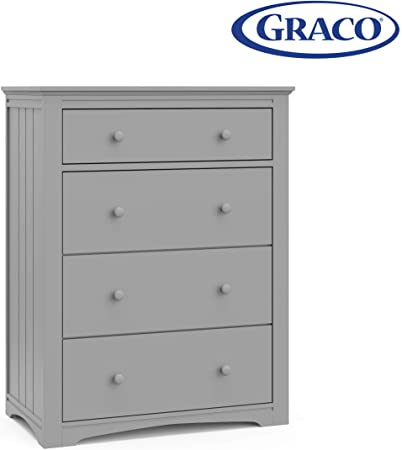 Graco Hadley 4 Drawer Dresser (Pebble Gray) – Easy New Assembly Process, Universal Design, Durable Steel Hardware and Euro-Glide Drawers with Safety Stops, Coordinates with Any Nursery