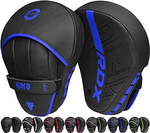 RDX Boxing Pads Curved Focus Mitts, Maya Hide Leather KARA Hook and jab Training Pads, Adjustable Strap Ventilated, MMA Muay Thai Kickboxing Coaching Martial Arts Punching Hand Target Strike Shield