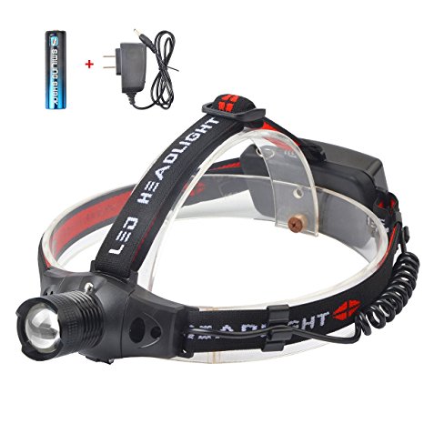 Smiling Shark Bright Headlamp Headlight, 3 Modes, CREEQ5 LED, Adjustable Focus, Zoomable, Waterproof, great for Outdoor Sport