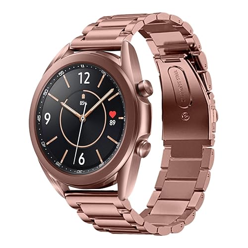 EloBeth Watch Bands Compatible with Samsung Galaxy Watch 3 Band 41mm Mystic Bronze Stainless Steel Metal Galaxy Watch 3 Bands Business Strap Accessories