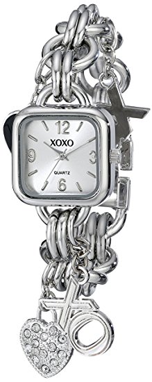 XOXO Women's XO7026 Silver Dial Silver-tone Charm Bracelet Watch