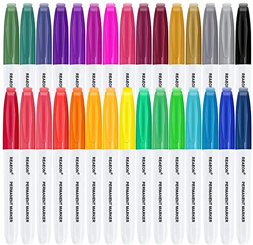 Permanent Markers, 30 Colored Fine Point Permanent Marker Pens, Works On Paper, Glass, Metal, Ceramics