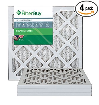 FilterBuy 14x14x1 MERV 13 Pleated AC Furnace Air Filter, (Pack of 4 Filters), 14x14x1 – Platinum