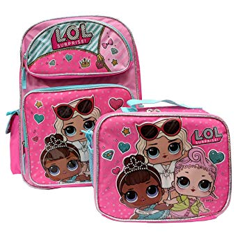 L.O.L Surprise! Small Backpack 16" & Lunch bag 2pc set Pink School Bag Girls LOL