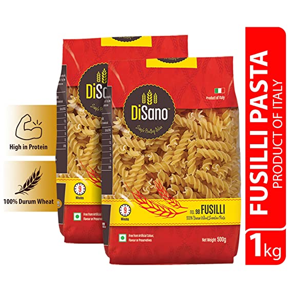 DiSano Durum Wheat Pasta, Fusilli, 1 kg (2 x 500g)