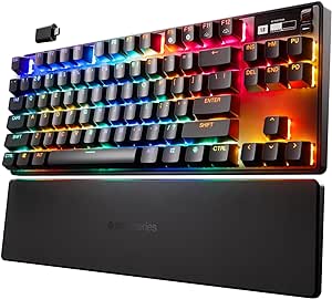 SteelSeries Clavier HyperMagnetic gaming Apex Pro TKL Wireless - Clavier rapide - Format sans pavé numérique adapté à l’esport - Actionnement ajustable - Bluetooth - 2,4 GHz - USB-C - Allemand QWERTZ