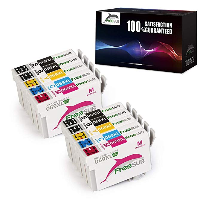 FreeSUB Remanufactured 69 Ink Cartridge, High Yield 10 Pack Used for Workforce 30 40 600 610 615 1100 1300 Stylus C120 CX5000 CX6000 CX8400 CX9400 NX115 NX215 NX305 NX400 NX410 NX415 NX515