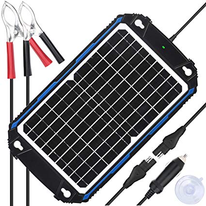 SUNER POWER Waterproof 12V Solar Battery Charger & Maintainer Pro - Built-in Intelligent MPPT Charge Controller - 12W Solar Panel Trickle Charging Kit for Car, Marine, Motorcycle, RV, etc