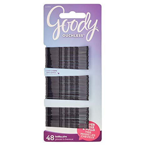 Goody Ouchless Bobby Pin, Crimped Black, 2 Inches, 48 Count (Pack of 1)