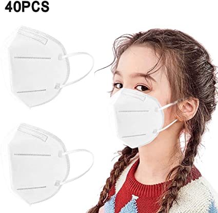 40PCS Disposable Face Masks with Elastic Ear Loop, 5 Ply Breathable and Comfortable for Blocking Dust Air Pollution Dust Protection, No Washable, Non-Woven for Kids Children (White) by Neafeia