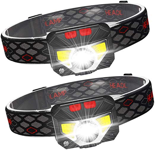 2-Pack LED Rechargeable Headlamp Flashlight, USB Head Torch 1000 Lumens Motion Sensor Head Lamp, USB Charge, IPX45 Waterproof, COB Headlight, Perfect for Running, Camping, Outdoor,etc