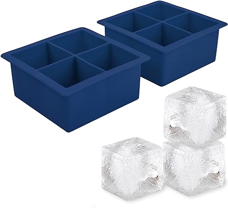 Tovolo Elements XL Ice Cube Tray, Set of 2 Silicone Ice Trays, Extra-Large Ice Cubes for Whiskey, Bourbon, Cocktails & More, BPA-Free & Dishwasher-Safe, Blueberry