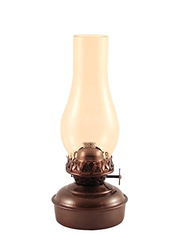 Vermont Lanterns Brass Mini XL 7" - Small Oil Lamp (Antique with Amber Glass)
