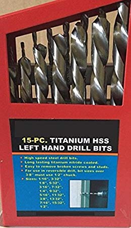 15p Left Hand Drill Bit Set Titanium Handed Stud Remover Screw Extractor Reverse