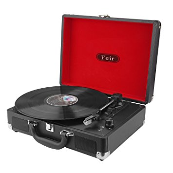 Record Player 3 Speed Portabel Stereo Turntable 33 45 78 RPM Selectable Turntable with 2 Speakers Support RCA Output Support Computer Recording