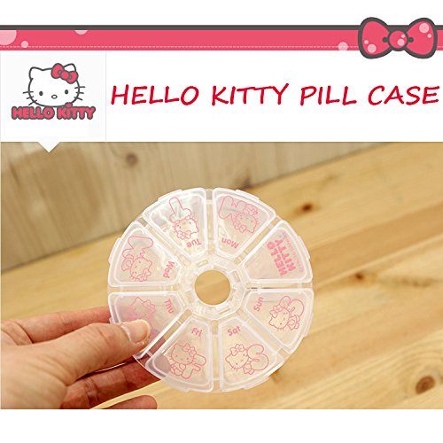 Sanrio Hello Kitty Round Pill Case Box Organizer Container Vitamin Storage