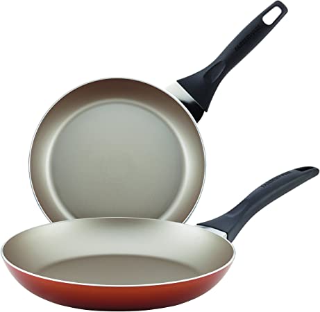 Farberware Dishwasher Safe Nonstick Twin Pack Skillet Set, 8"/10", Copper