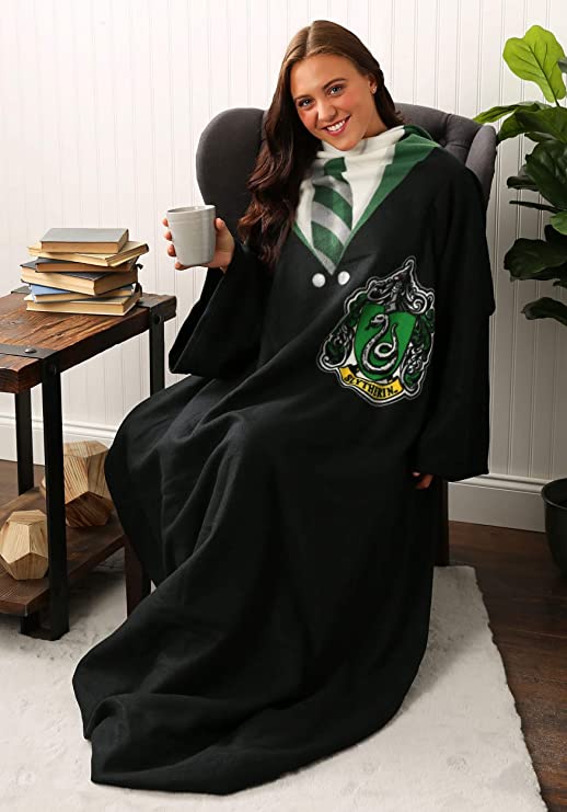 Northwest Comfy Throw Blanket with Sleeves, 48 x 71 Inches, Slytherin Rules