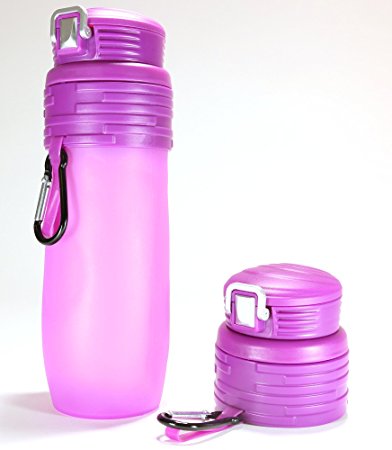 Minch Collapsible Silicone Water Bottles-17oz Leak Proof BPA Free-For Any Outdoor or Sports Activities